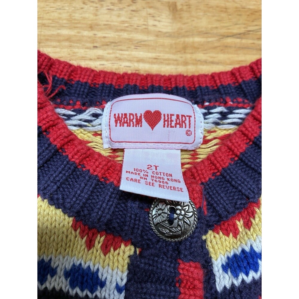 Vintage Warm Heart 2T Flower Cotton Buttondown Cardigan - Picture 4 of 9